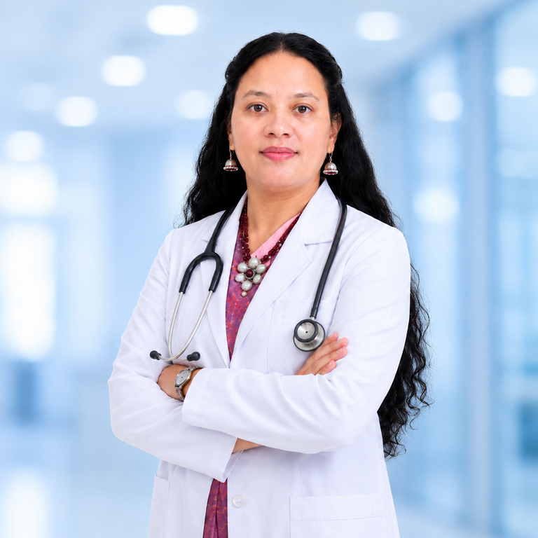Portrait of Dr Usha, Dermatology specialist at Wellness Hospitals