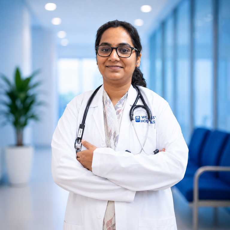 Portrait of Dr Pududcherri Ravali, E N T specialist at Wellness Hospitals